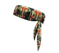 Sports Strap Double-Sided Headscarf WHJDPP mid-Century Modern Art cat Printing Soft and Breathable Suitable for Yoga Running and Fitness