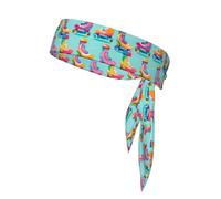 Sports Strap Double-Sided Headscarf WHJDPP Retro Roller Skates Colorful Printed Soft and Breathable Suitable for Yoga Running and Fitness