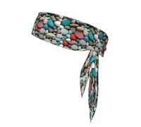 Sports Strap Double-Sided Headscarf WHJSSF Beach Colored Pebbles Pattern Soft and Breathable Suitable for Yoga Running and Fitness