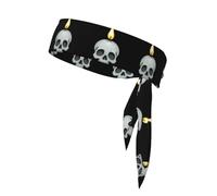 Sports Strap Double-Sided Headscarf WHJSSF Burning Skull Candle Picture Soft and Breathable Suitable for Yoga Running and Fitness