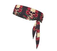 Sports Strap Double-Sided Headscarf WHJSSF Day of The Dead Sugar Roses Skull Pattern Soft and Breathable Suitable for Yoga Running and Fitness