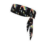 Sports Strap Double-Sided Headscarf WHJSSF Footprints on The Rainbow Picture Soft and Breathable Suitable for Yoga Running and Fitness