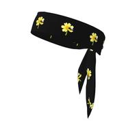 Sports Strap Double-Sided Headscarf WHJSSF Little bee on Yellow Flower Picture Soft and Breathable Suitable for Yoga Running and Fitness