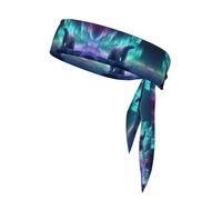 Sports Strap Double-Sided Headscarf WHJSSF Northern Lights Polar Bear Picture Soft and Breathable Suitable for Yoga Running and Fitness