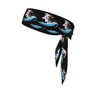 Sports Strap Double-Sided Headscarf WHJSSF Puppy Chasing Waves Picture Soft and Breathable Suitable for Yoga Running and Fitness