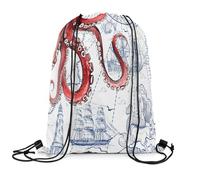 Sports String Backpack Ocean Kraken Red Octo Buddy Fish Lightweight Drawstring Bag Foldable Gym String Bag For Women Shopping Men 39X46Cm