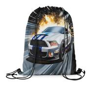 Sports String Backpack Racing Car White Racing Car Design Drawstring Gym Bag Scratch Gym Bag For Women Men Beach 39X46Cm