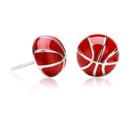 Sports Stud Earrings- Sterling Silver Sports Earrings Stud for Women, Volleyball Soccer Baseball Football Basketball Hypoallergenic Studs for Sports Jewelry (Basketball Stud)