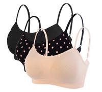 Sports Style Bra Comfort Bra Seamless Women Lady Athletic Solid Wrap Chest Strap Vest Tops Bra, XXL, Black + Skin + Heart