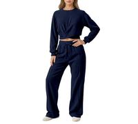 Sports Suit, Women's Baggy Tracksuit, Cosy Lounge Set, Elegant Winter Leisure Suit, Pullover with Lounge Trousers, Leisure Jogging Suit, Cuddly Sports Suit, Oversize Complete Outfit, O Navy, M