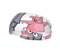 Sports sweat-wicking headband with Elephant and Piggie printed design suitable for running and gym workouts