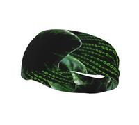 Sports sweat-wicking headband with Hacker Attack printed design suitable for running and gym workouts