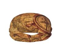 Sports sweat-wicking headband with Law of the Compass Navigation printed design suitable for running and gym workouts