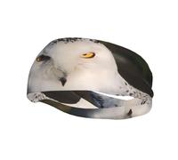 Sports sweat-wicking headband with Snowy Owl Eyes printed design suitable for running and gym workouts