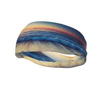 Sports sweat-wicking headband with Sunset View on The Beach Shore printed design suitable for running and gym workouts