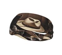 Sports Sweatband Head Bands Lightweight Breathable Non Slip Workout Headbands Cowboy Black Hat Western Boots Hairband for Women Men Fitness Running Cycling Hiking Yoga