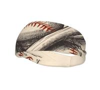 Sports Sweatband Head Bands Lightweight Breathable Non Slip Workout Headbands Hand Drawn Baseball Bats and Ball Hairband for Women Men Fitness Running Cycling Hiking Yoga