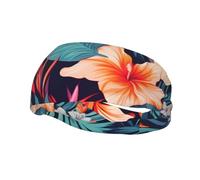 Sports Sweatband Head Bands Lightweight Breathable Non Slip Workout Headbands Hawaii Tropical Flower Hairband for Women Men Fitness Running Cycling Hiking Yoga