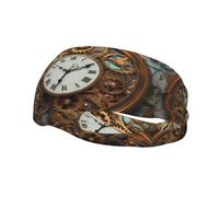 Sports Sweatband Head Bands Lightweight Breathable Non Slip Workout Headbands Rusty Steampunk Clock Hairband for Women Men Fitness Running Cycling Hiking Yoga