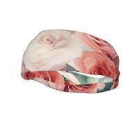 Sports Sweatband Head Bands Lightweight Breathable Non Slip Workout Headbands Soft Color Pale Faded Mix of Roses Hairband for Women Men Fitness Running Cycling Hiking Yoga