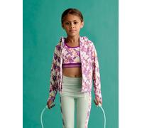 Sports Sweatshirt with Flower Print in Techno Fabric for Girls ecru