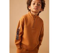 Sports Sweatshirt with Zip on the Neckline & Basketball on Sleeve for Boys hazel