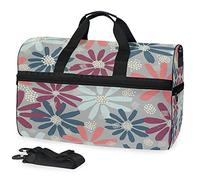 Sports Swim Gym Bag with Shoes Blooming Flowers Pattern Wallpaper Compartment Weekender Duffel Travel Bags Handbag for Women Girls Men
