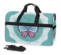 Sports Swim Gym Bag with Shoes Butterfly Mirror Compartment Weekender Duffel Travel Bags Handbag for Women Girls Men