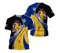 Sports T-Shirt Barbados Bajan Flag Pride Casual Activewear Shirts Soft Short Sleeve Tee for Running Training Football XXL