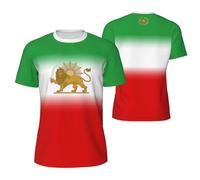 Sports T-Shirt Iran Lion and Sun Flag 3D Printed for Supporters Gear Running Multicolor