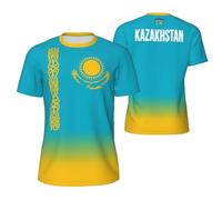 Sports T-Shirt Kazakhstan Flag 3D Printed for Supporters Gear Running Multicolor