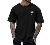 Sports T-Shirt Men's Cotton Oversized T-Shirt Men's Short Sleeve T-Shirt with Coconut Tree Print Light Airy Summer Tops Casual Loose T-Shirts Fashion Streetwear T-Shirts Holiday Tee Shirts