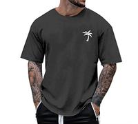 Sports T-Shirt Men's Cotton Oversized T-Shirt Men's Short Sleeve T-Shirt with Coconut Tree Print Light Airy Summer Tops Casual Loose T-Shirts Fashion Streetwear T-Shirts Holiday Tee Shirts