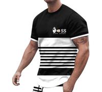 Sports T-Shirt Men's Cotton Striped T-Shirt Men's Black Basic T-Shirt with Letter Print Light Airy Summer Tops Casual Loose T-Shirts Fashion Streetwear T-Shirts Tee Shirts Sports Shirts