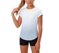 Sports T Shirts Girls Quick Dry Athletic Fit Gradient Ombre Tops Soft Breathable Tshirts Sport Training,Pe Classes,Outdoor Activities Trendy Gray 12 Years