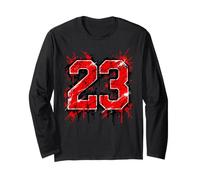 Sports Team Red Black Graffiti Number 23 Long Sleeve T-Shirt