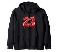 Sports Team Red Black Graffiti Number 23 Zip Hoodie