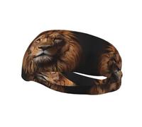 Sports The Lion's Gaze Print Sweatband Headbands for Men & Women – Breathable, Stretchy Gym Exercise Running Headband