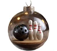 Sports Theme Acrylic Christmas Ornament Ball 8cm with Baseball Golf Football Patterns for Festive Holiday Tree Venue Decoration Plastic Clear Home Garden Wedding Supplies(Bowling)