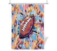 Sports Theme Shower Curtain for Bathroom, Rugby Colorful Graffiti Waterproof Cloth Fabric Bathroom Accessories Set with 12 Rust Proof Plastic Hooks, 36” x 78”