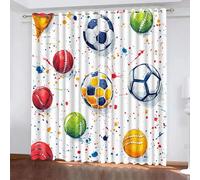 Sports Theme Window Curtain Blackout Baseball Soccer UV Protection Thermal Insulation Window Drapes With Grommet Curtains for Living Room Windows Bedroom Study W85 x L200 CM 2 Panels