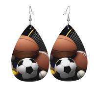 Sports Themed Earrings Creative Earring Printed Leather Earrings For Women Daily