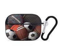 Sports Themed for Airpod Pro Case Cover Hard Shell Full Drop Protection Cover with Keychain Compatible with AirPod Pro 2nd/1st Generation, Front LED Visible,Black
