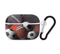 Sports Themed for Airpod Pro Case Cover Hard Shell Full Drop Protection Cover with Keychain Compatible with AirPod Pro 2nd/1st Generation, Front LED Visible,White