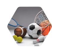 Sports Themed Printed Coasters Set of 4, Tabletop Protection Leather Coasters for Cup Drinks Coffee Pads Beer Bar Mat Gifts, Hexagon