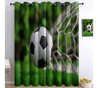 Sports Themes Printed Blackout Curtains for Bedroom 117 x 229 cm, Decorative Thermal Insulated Eyelet Curtains for Living Room Sports Soccer Goal 2 Panels Window Drapes