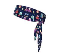 Sports Tie Headband for Men Women Karate Athletic Sweatbands Elastic Hair Wrap Bands for Tennis Basketball Soccer Yoga (Cute Owl)