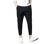Sports Trousers Men's 3/4 Fashion Stretch Dress Trousers for Men Slim Fit Plaid Slim Long Trousers Casual Business Dress Pants Men's Pants Fashion Elegant, black, L