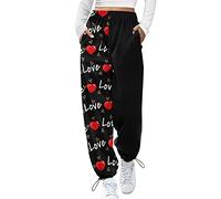 Sports Trousers Women's Long Pattern Jogging Bottoms Wide Leg Cotton Training Trousers with Writing Sweatpants with Pockets Running Trousers Baggy Sweatpants Long High Waist Casual Trousers Autumn