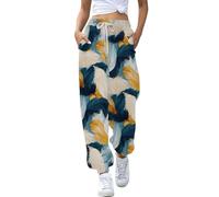 Sports Trousers Women's Trousers Casual Baggy Sweatpants High Waist Comfortable Jogging Bottoms Elastic Waist Long Casual Trousers with Pockets and Floral Pattern Cotton Stretchy Cargo Trousers